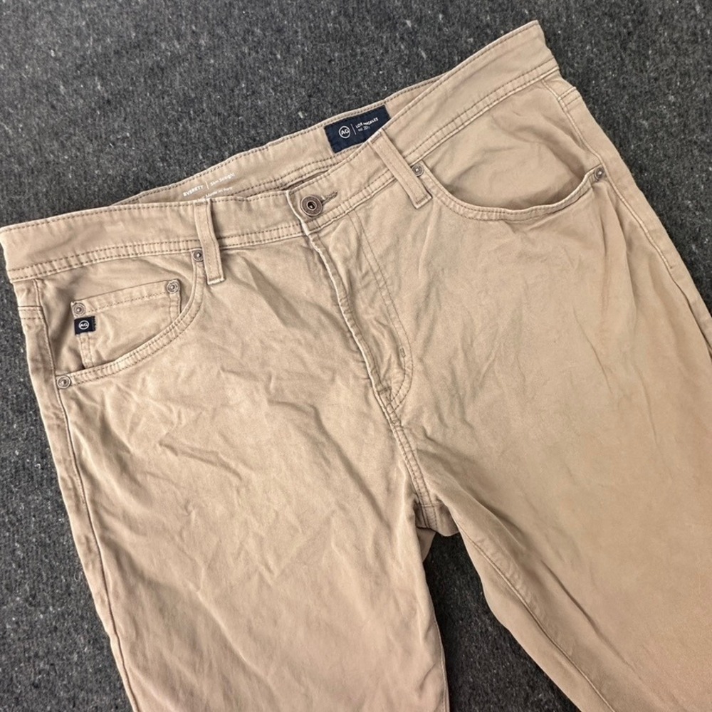 AG Adriano Goldschmied Everett Slim Straight Pants Men 35x34 Khaki Twill 1794SUD